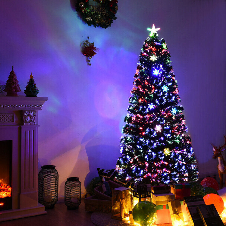 Artificial Christmas Tree with Snowflakes and LED Lights