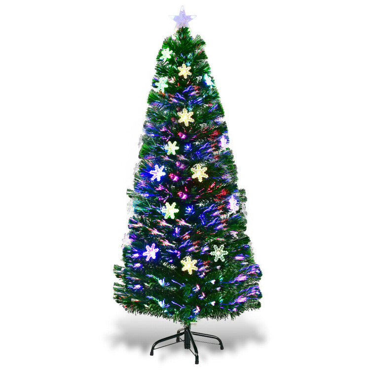 Artificial Christmas Tree with Snowflakes and LED Lights