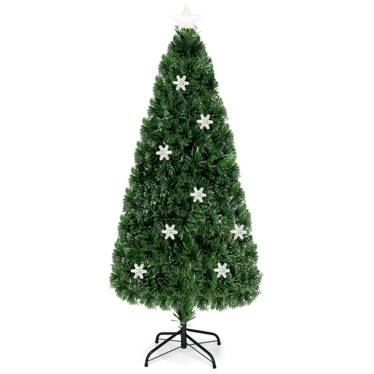 Artificial Christmas Tree with Snowflakes and LED Lights