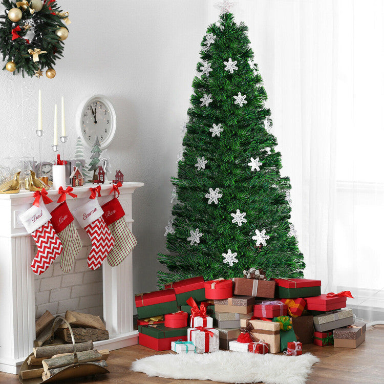 Artificial Christmas Tree with Snowflakes and LED Lights