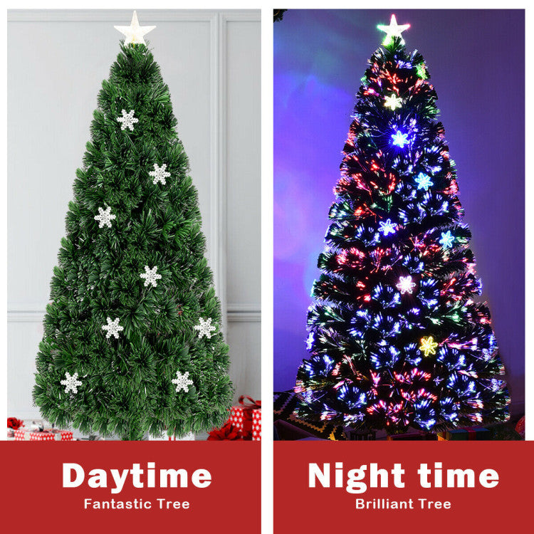 Artificial Christmas Tree with Snowflakes and LED Lights