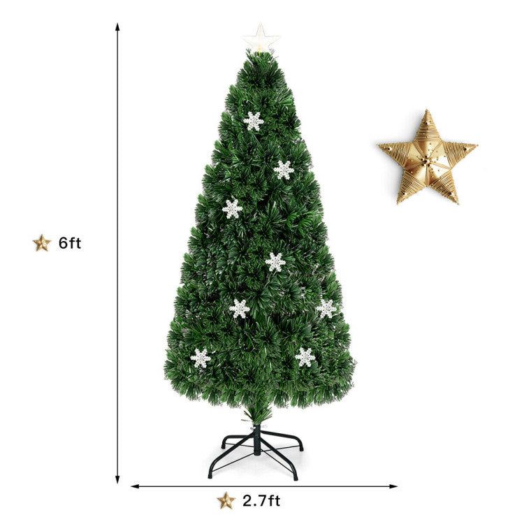 Artificial Christmas Tree with Snowflakes and LED Lights