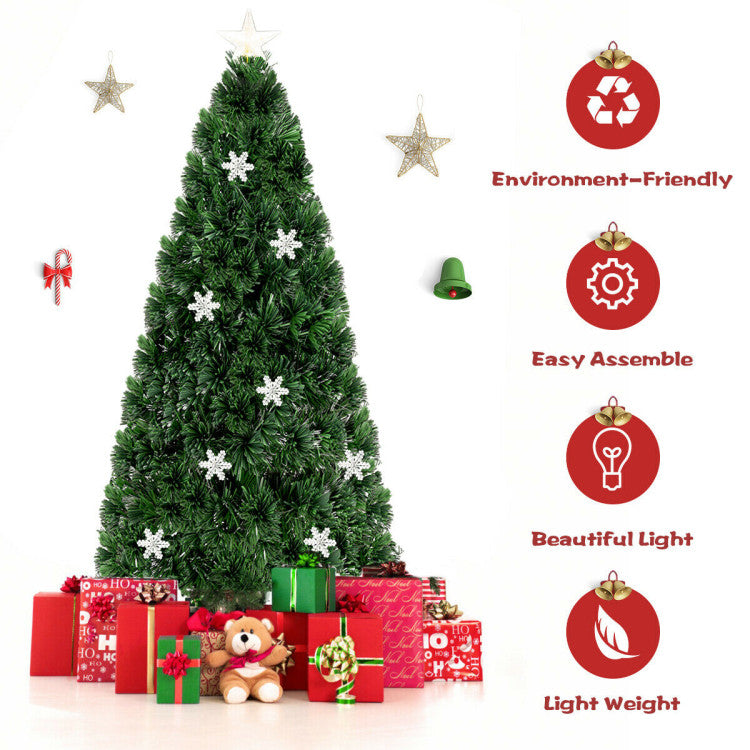 Artificial Christmas Tree with Snowflakes and LED Lights