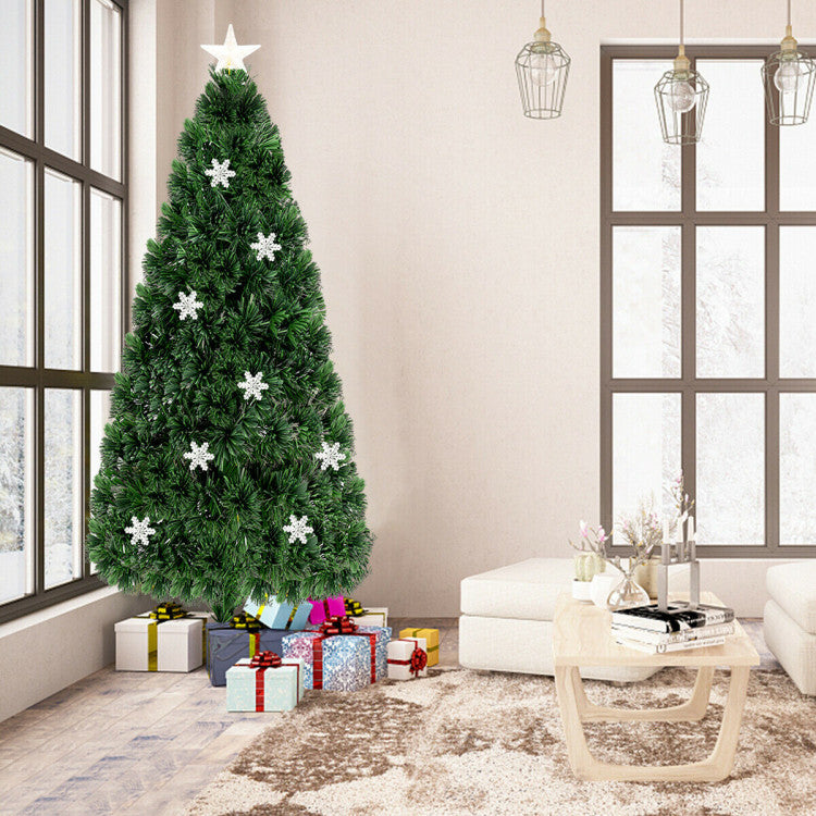 Artificial Christmas Tree with Snowflakes and LED Lights