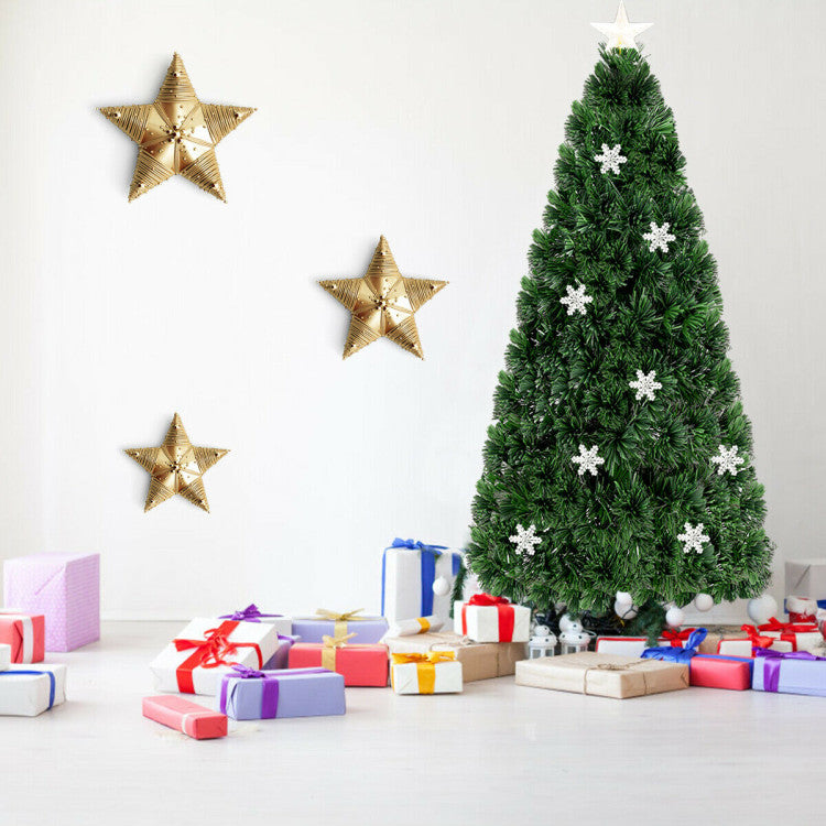 Artificial Christmas Tree with Snowflakes and LED Lights