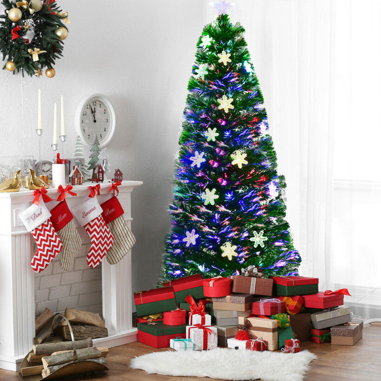 Artificial Christmas Tree with Snowflakes and LED Lights