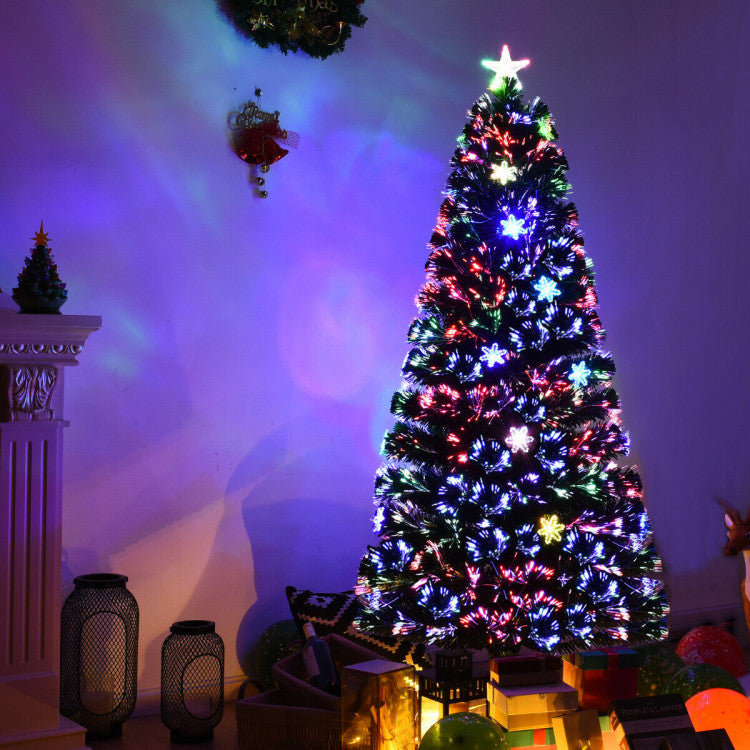 Artificial Christmas Tree with Snowflakes and LED Lights