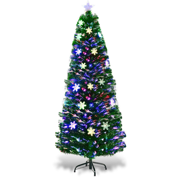 Artificial Christmas Tree with Snowflakes and LED Lights