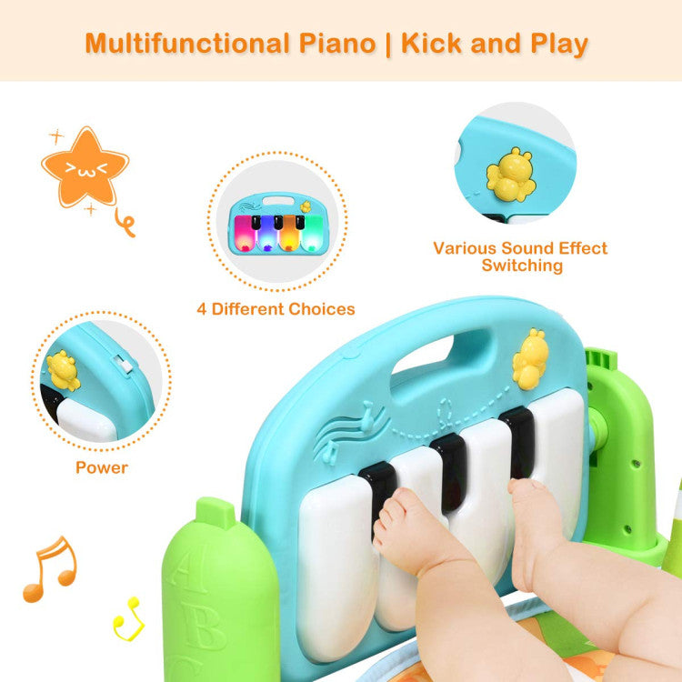 Baby Gym Activity Play Mat with Adjustable Piano and Hanging Toys