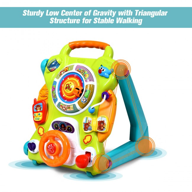 3-in-1 Kids Activity Sit-to-Stand Learning Walker with Musical Toys