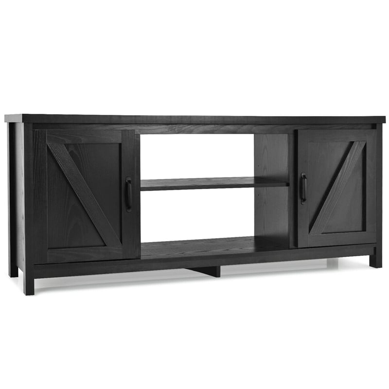 Barn Door Fireplace TV Stand Media Console Center with Storage Cabinet for TVs up to 65 Inch & 25-Inch Fireplace