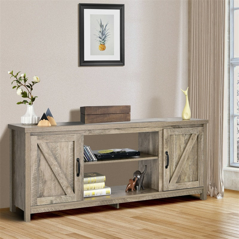 Barn Door Fireplace TV Stand Media Console Center with Storage Cabinet for TVs up to 65 Inch & 25-Inch Fireplace