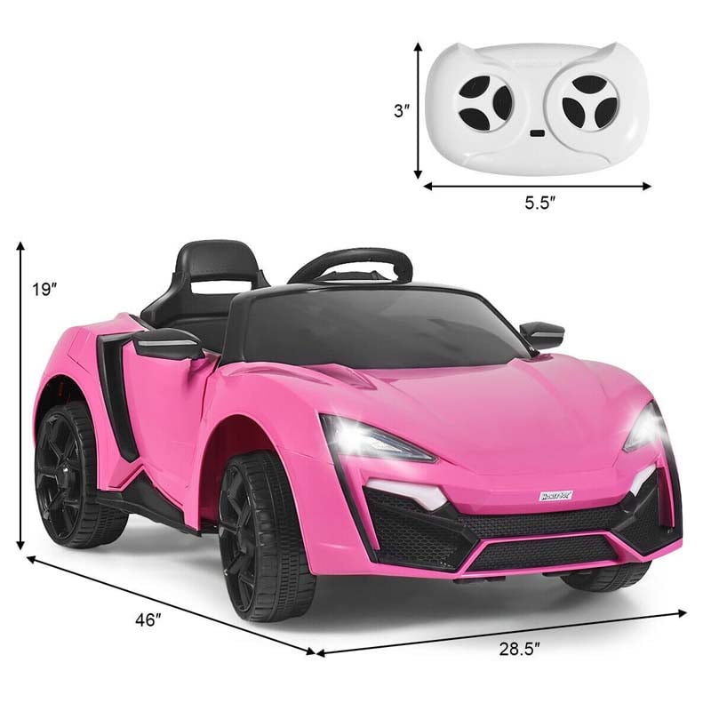 Kids Ride On Sports Car 12V Battery Powered Electric Vehicle with Remote Control & LED Lights