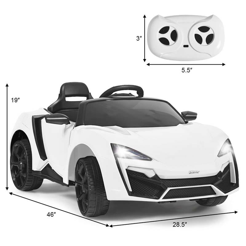 Kids Ride On Sports Car 12V Battery Powered Electric Vehicle with Remote Control & LED Lights