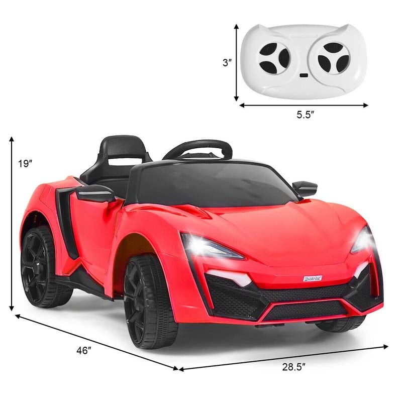 Kids Ride On Sports Car 12V Battery Powered Electric Vehicle with Remote Control & LED Lights