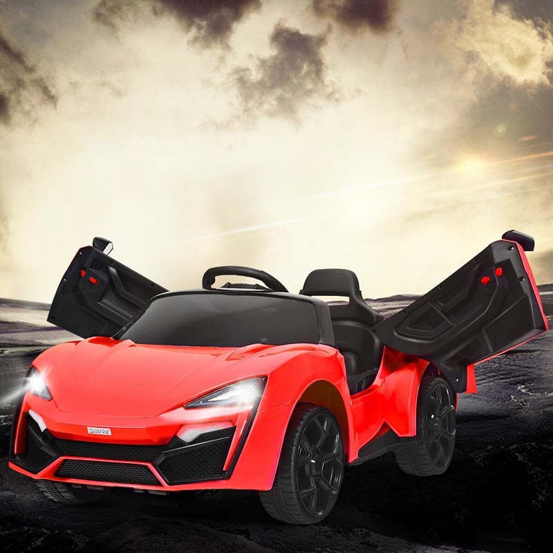 Kids Ride On Sports Car 12V Battery Powered Electric Vehicle with Remote Control & LED Lights