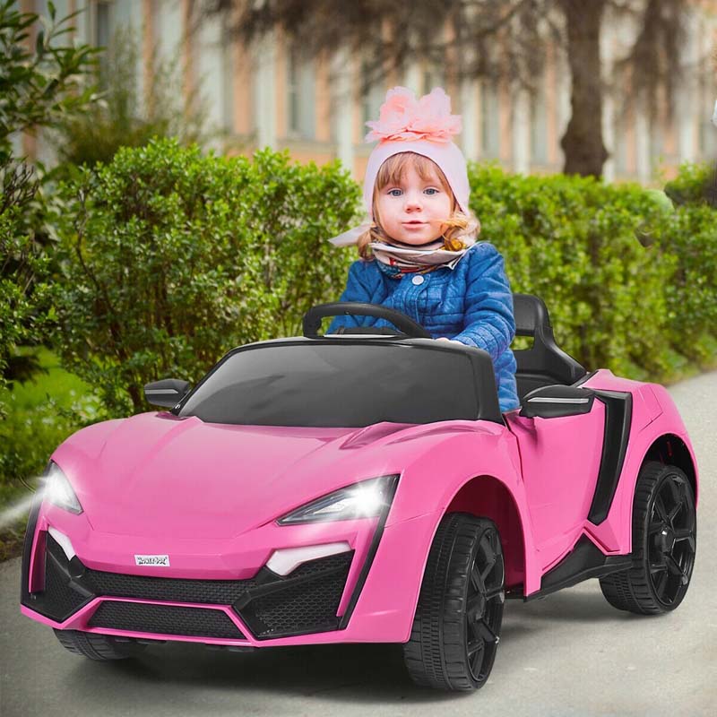 Kids Ride On Sports Car 12V Battery Powered Electric Vehicle with Remote Control & LED Lights