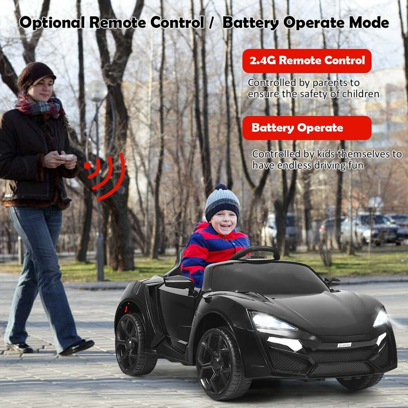 Kids Ride On Sports Car 12V Battery Powered Electric Vehicle with Remote Control & LED Lights