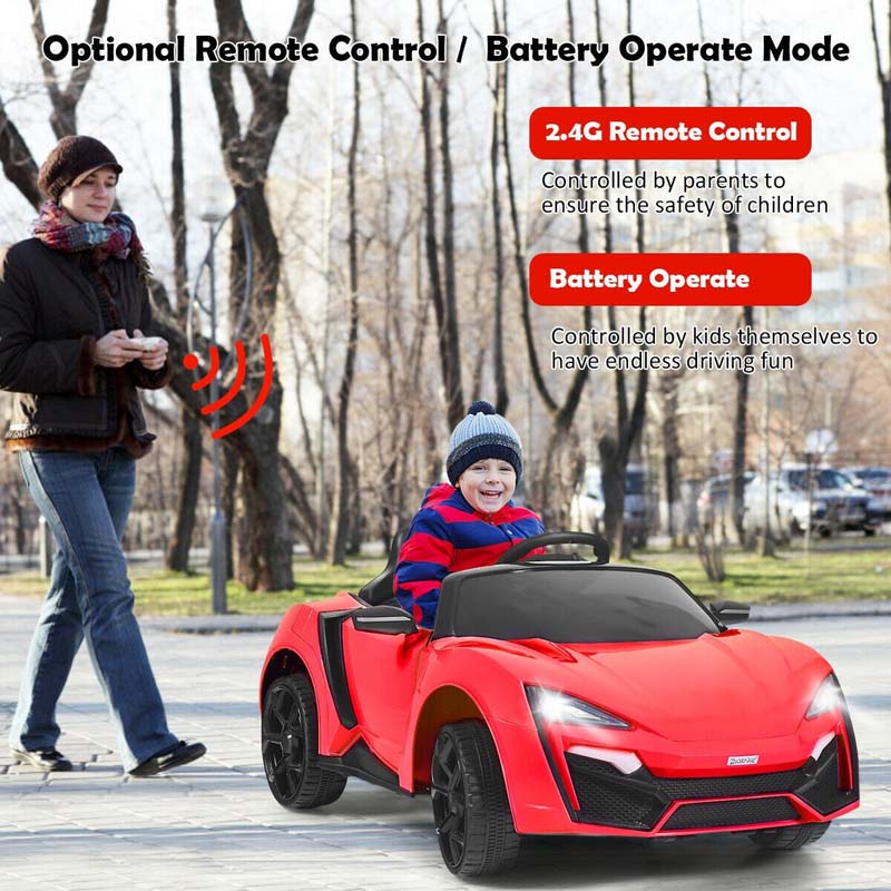 Kids Ride On Sports Car 12V Battery Powered Electric Vehicle with Remote Control & LED Lights