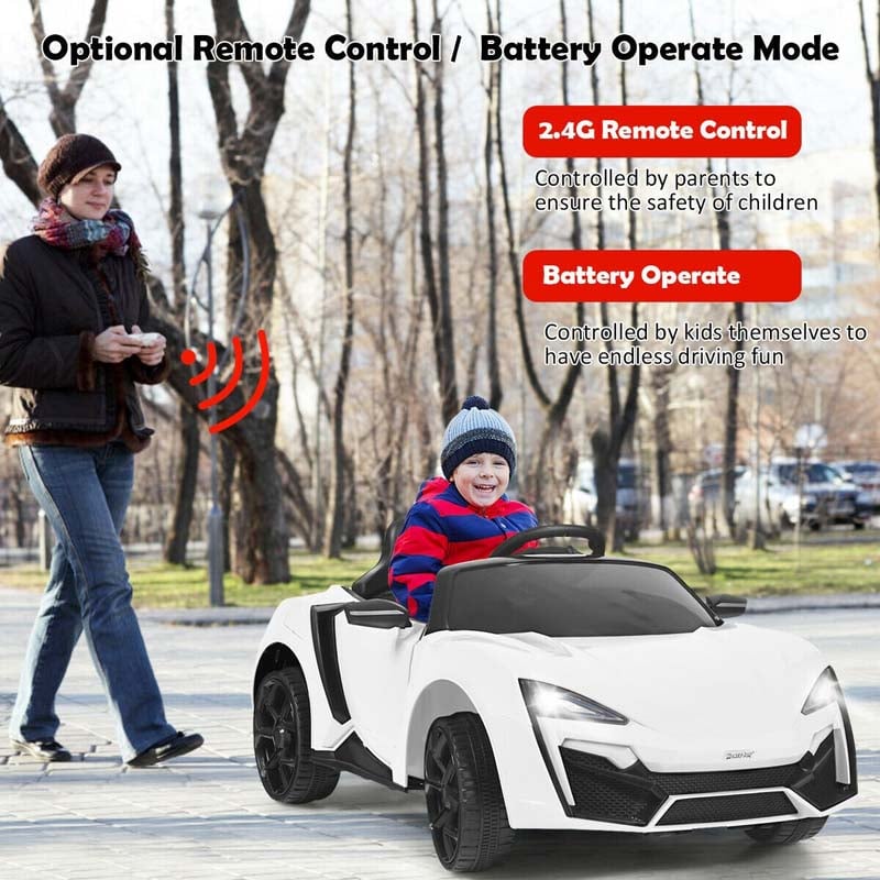 Kids Ride On Sports Car 12V Battery Powered Electric Vehicle with Remote Control & LED Lights