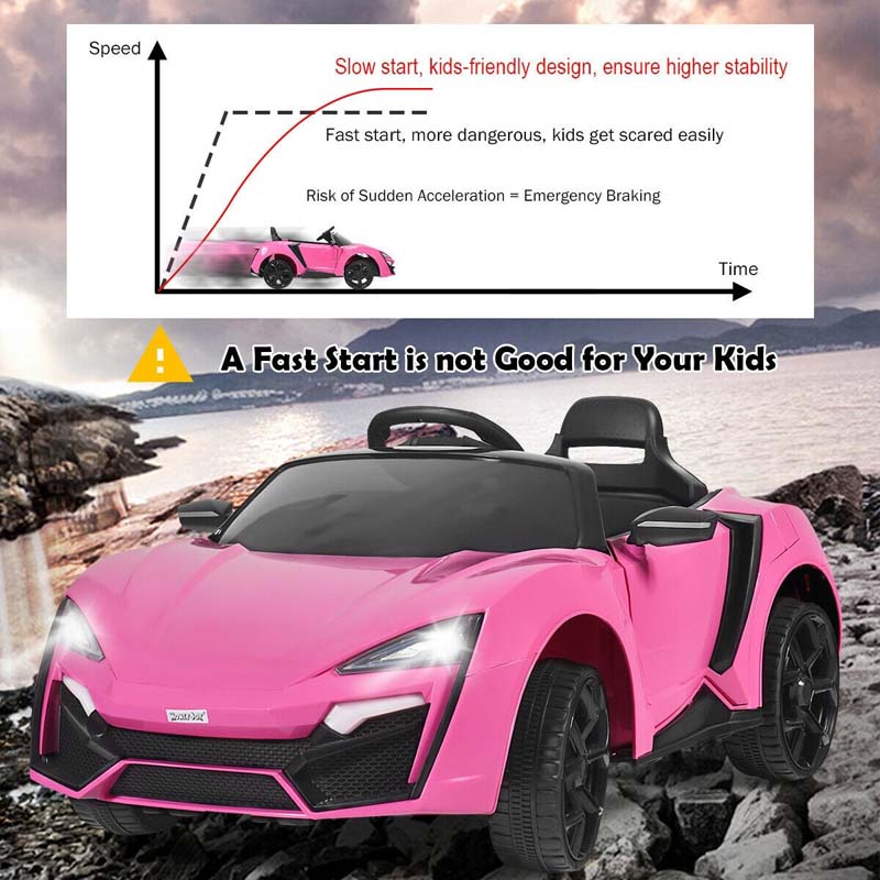 Kids Ride On Sports Car 12V Battery Powered Electric Vehicle with Remote Control & LED Lights