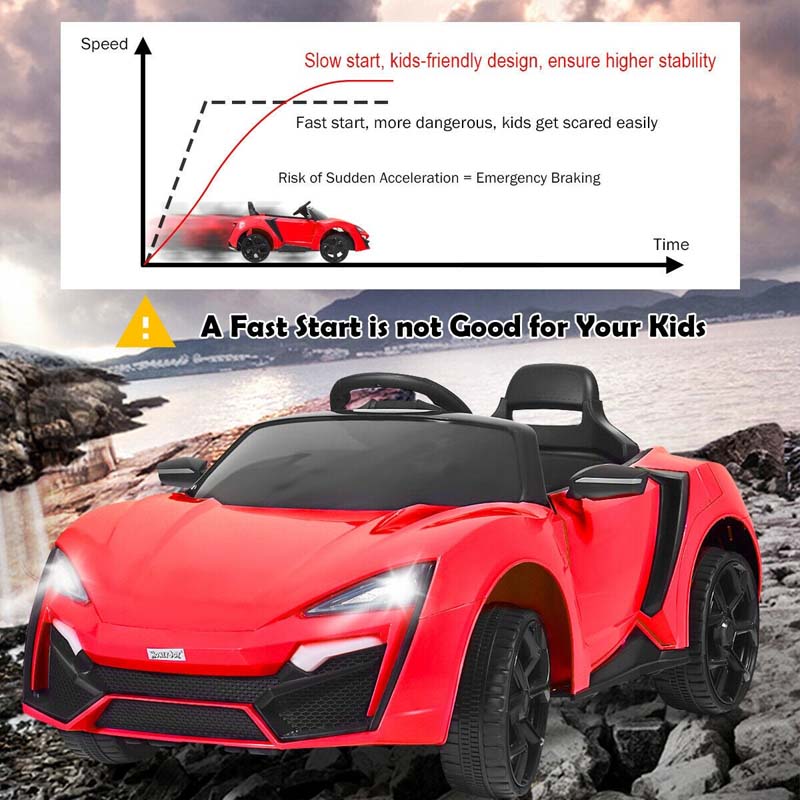 Kids Ride On Sports Car 12V Battery Powered Electric Vehicle with Remote Control & LED Lights