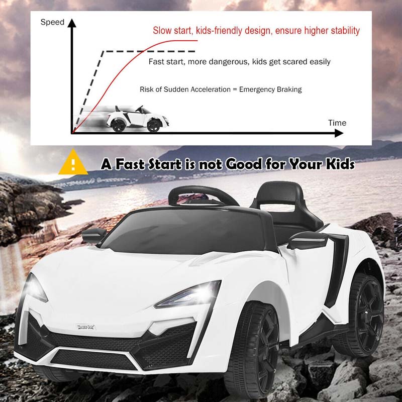 Kids Ride On Sports Car 12V Battery Powered Electric Vehicle with Remote Control & LED Lights