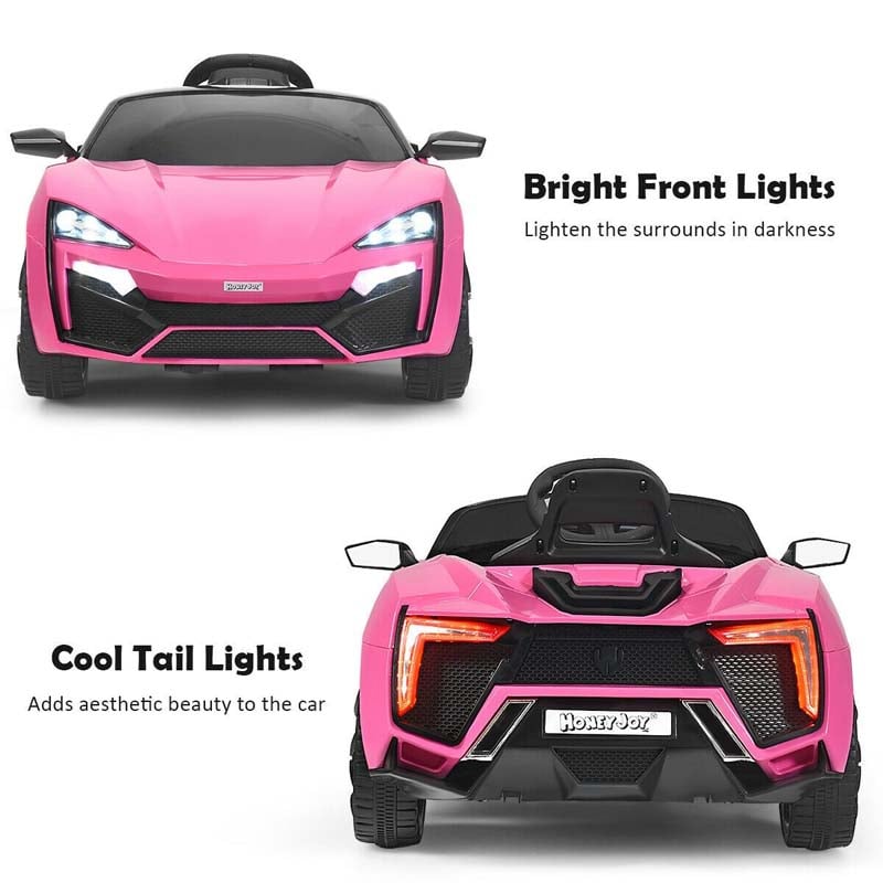 Kids Ride On Sports Car 12V Battery Powered Electric Vehicle with Remote Control & LED Lights