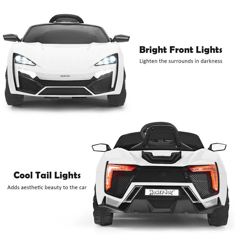 Kids Ride On Sports Car 12V Battery Powered Electric Vehicle with Remote Control & LED Lights