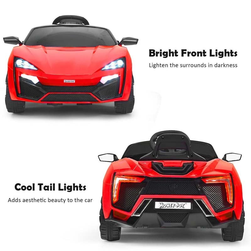 Kids Ride On Sports Car 12V Battery Powered Electric Vehicle with Remote Control & LED Lights