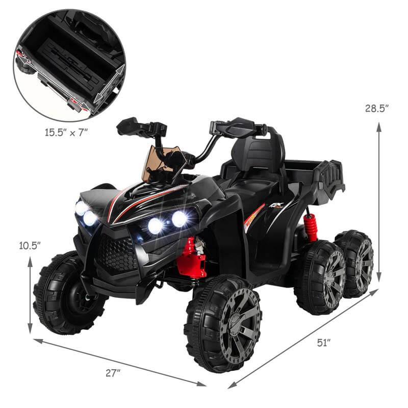 12V Kids Ride On ATV 6-Wheeler Electric Quad Car w/ 4WD & Trunk