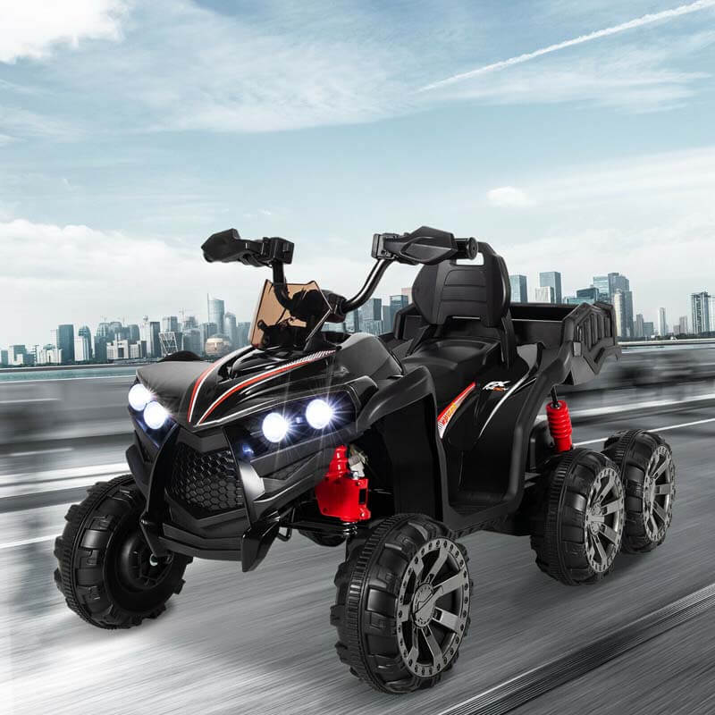 12V Kids Ride On ATV 6-Wheeler Electric Quad Car w/ 4WD & Trunk