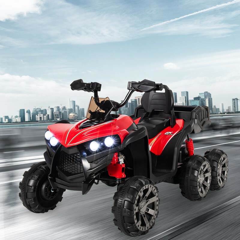 12V Kids Ride On ATV 6-Wheeler Electric Quad Car w/ 4WD & Trunk