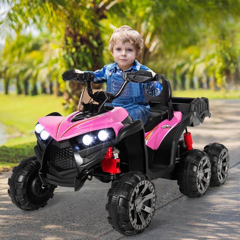 12V Kids Ride On ATV 6-Wheeler Electric Quad Car w/ 4WD & Trunk