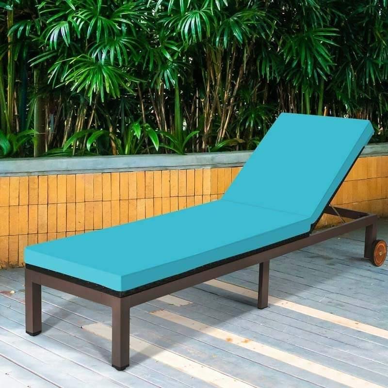 Outdoor Adjustable Chaise Lounge Chair Patio Rattan Reclining Chairs with Cushion