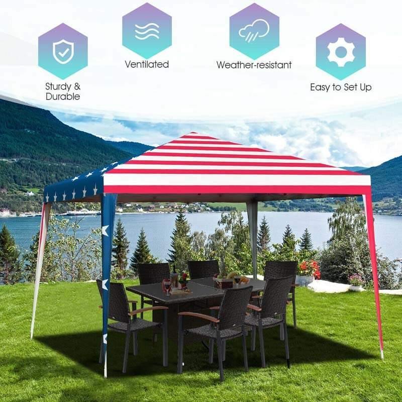 10’ x 10’ Pop-up Canopy Tent With Mesh Sidewalls Flag Style