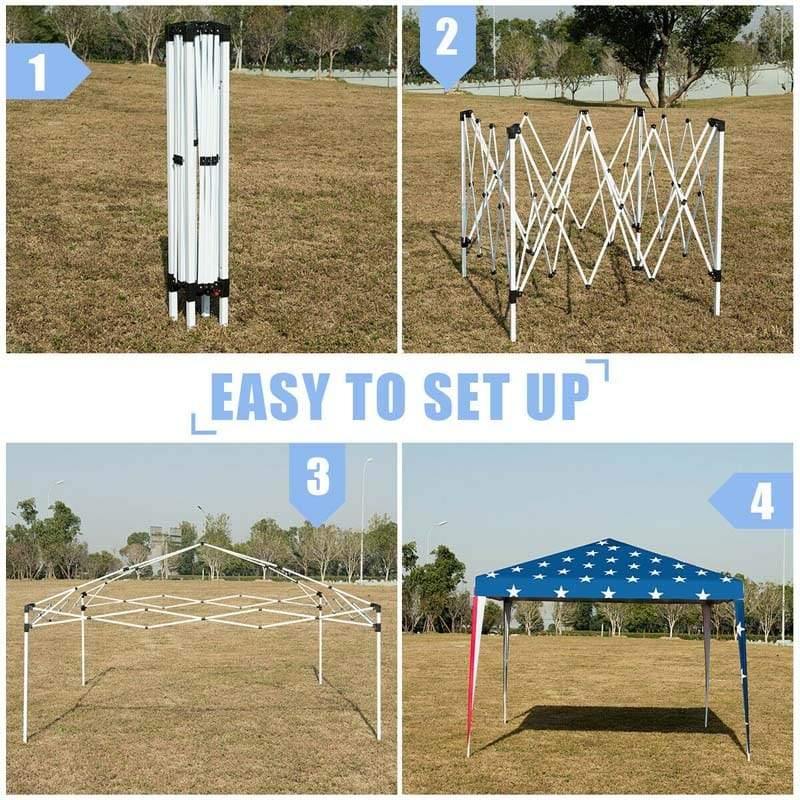 10’ x 10’ Pop-up Canopy Tent With Mesh Sidewalls Flag Style