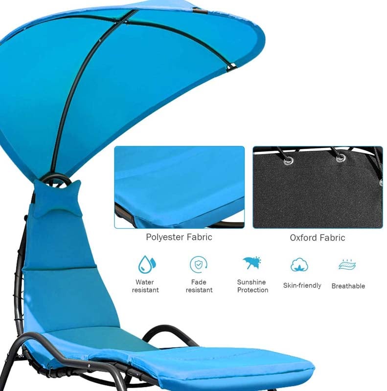 Patio Hanging Chaise Lounge Swing Lounge Chair with Removable Canopy