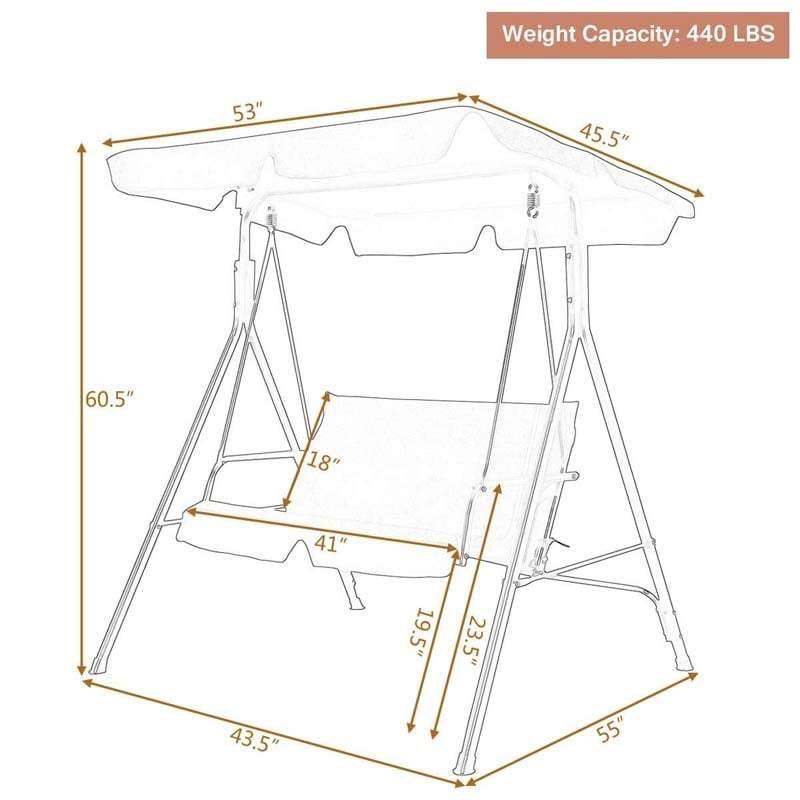 Outdoor 2 Person Weather Resistant Patio Porch Swing