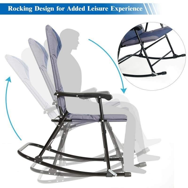 3 Pcs Outdoor Folding Rocking Chair & Table Set with Cushions