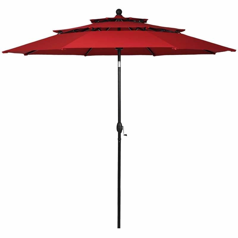 10ft 3 Tier Auto-tilt Patio Market Umbrella with Double Vented
