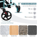 2 in 1 Rollator Walker Wheelchair Folding Medical Walker Rolling Transport Chair Mobility Walking