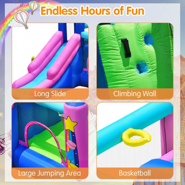 Inflatable Bounce Castle with Dual Slides and Climbing Wall without Blower