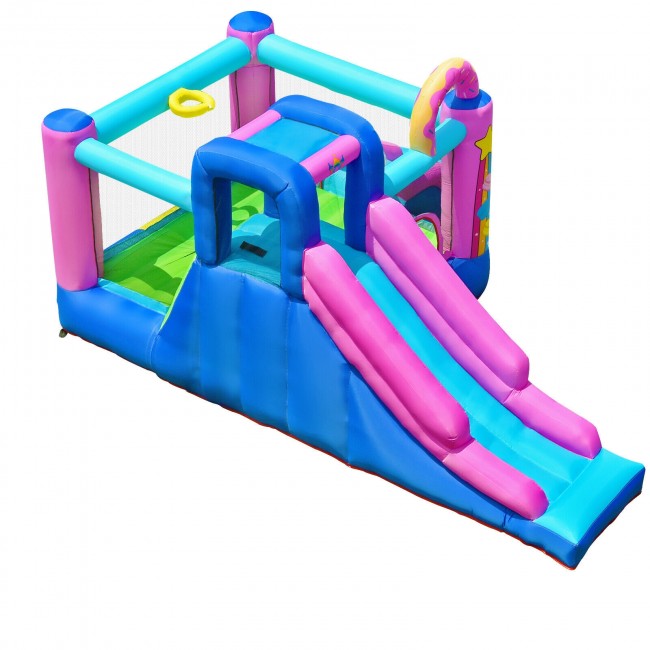 Inflatable Bounce Castle with Dual Slides and Climbing Wall without Blower