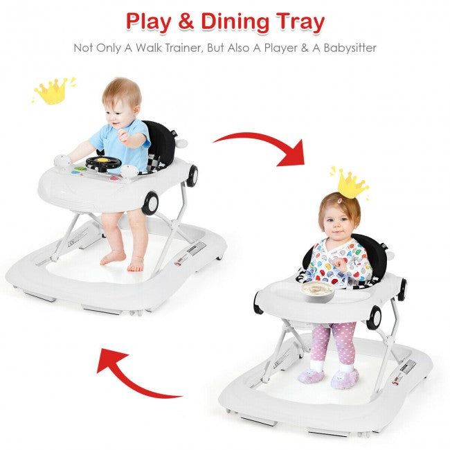 2-in-1 Folding Baby Walker with Music Player and Lights