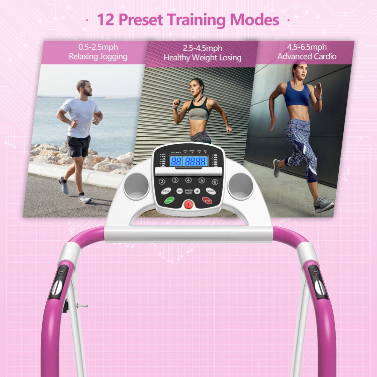 Compact Electric Folding Running Treadmill with 12 Preset Programs LED Monitor