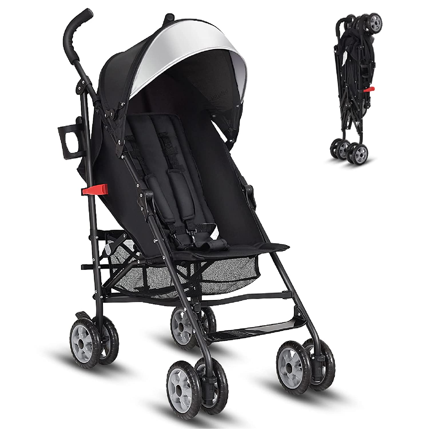 Folding Lightweight Baby Toddler Travel Stroller with Adjustable Canopy