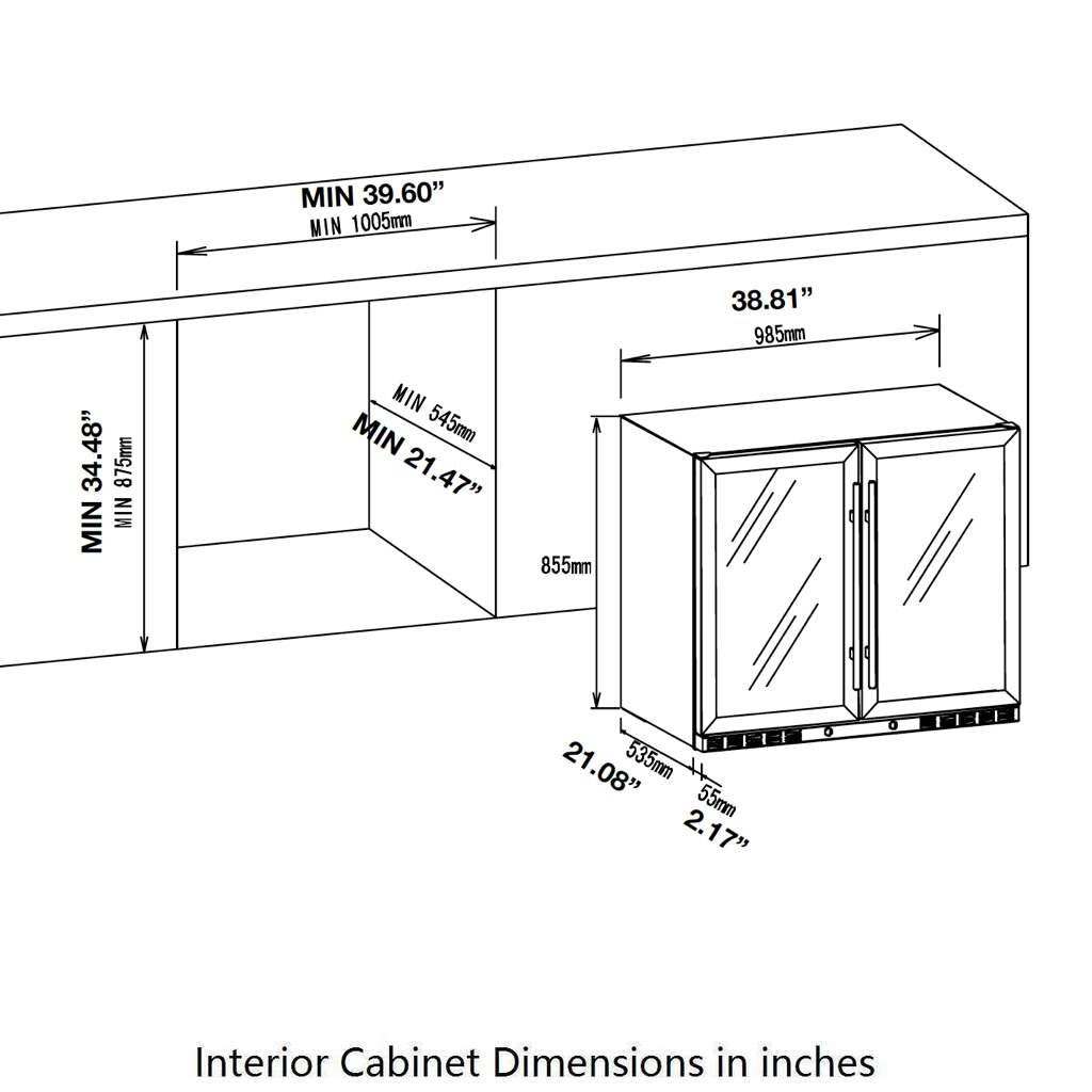 KingsBottle - 39" Dual-Zone Built-in/Freestanding Wine & Beverage Center (KBU28LRX)