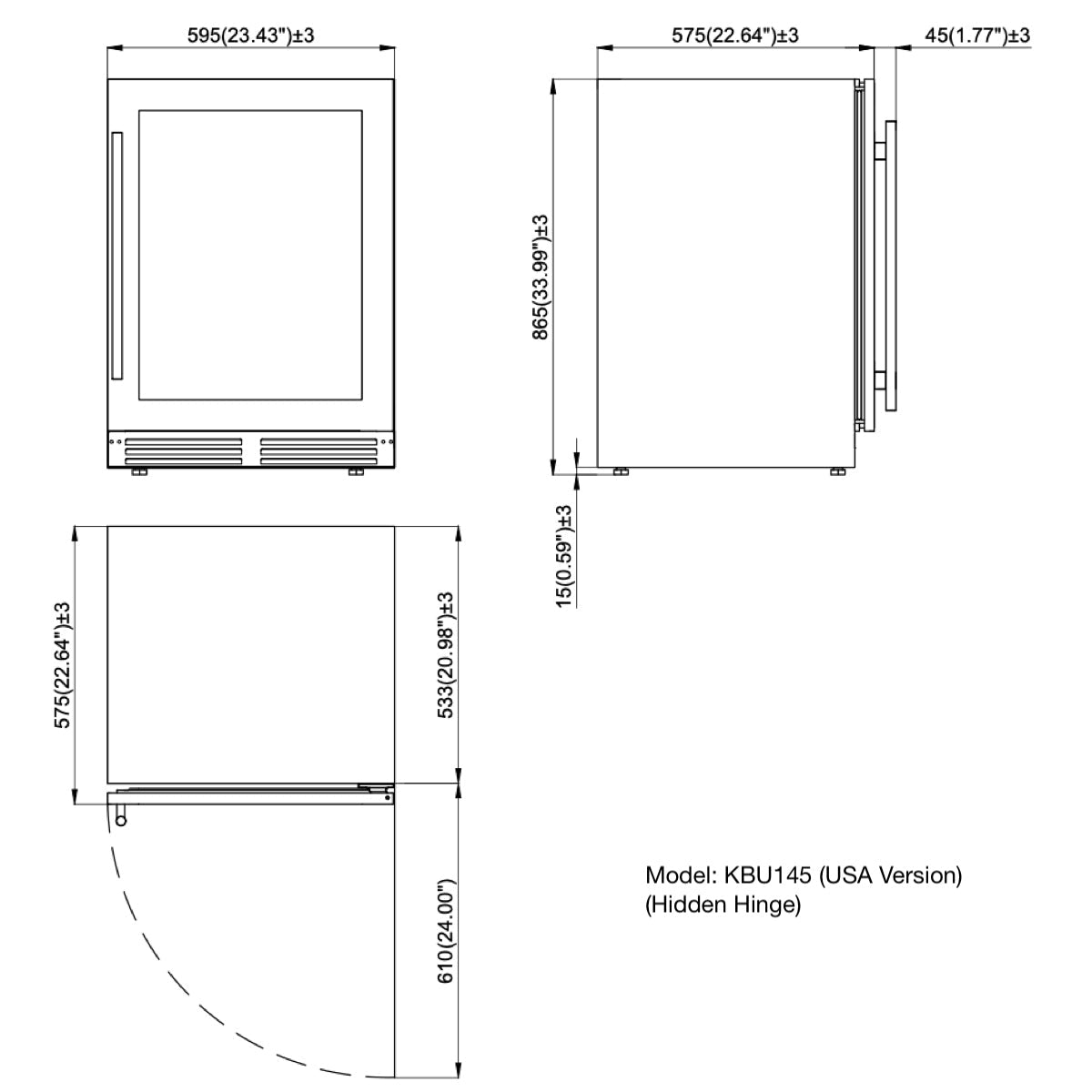 KingsBottle - 24" 161 Cans UnderCounter/Freestanding Low-E Glass Door Beverage Center (KBU145BX)