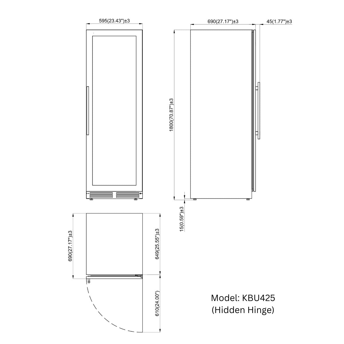 KingsBottle - 47" Freestanding Side by Side Wine & Beverage Center w/ Low-E Glass Door (KBU425BW3)